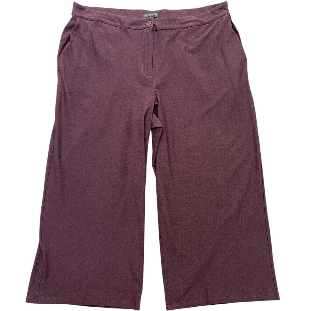 Eileen Fisher Pants‎ Women 18P Burgundy Crop Lightweight Washable Stretch Crepe